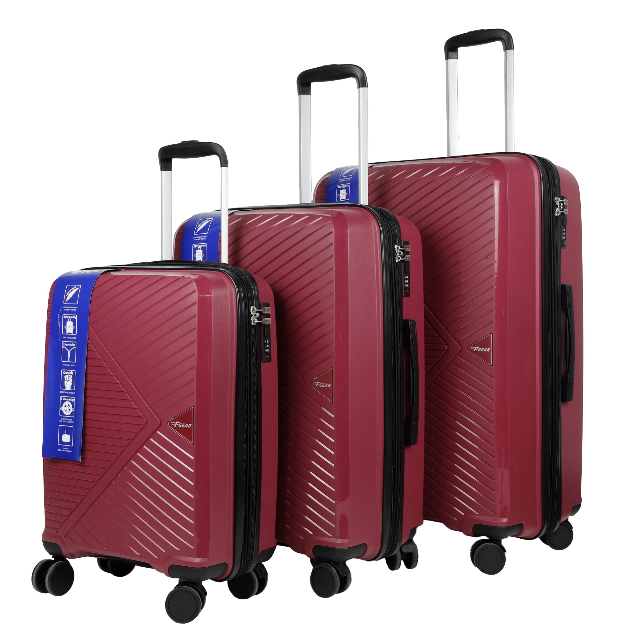 STV PP03 Rosebud Expandable Cabin Suitcase Set of 3 F Gear.in