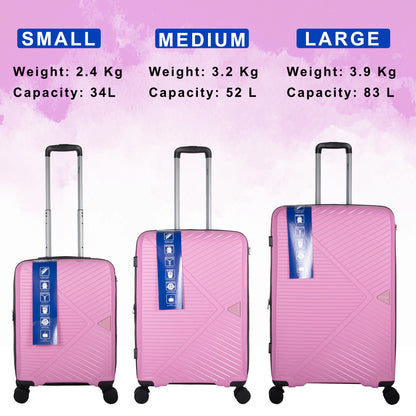 STV PP03 Pink Expandable Cabin Suitcase Set of 3