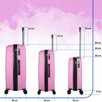 STV PP03 Pink Expandable Cabin Suitcase Set of 3