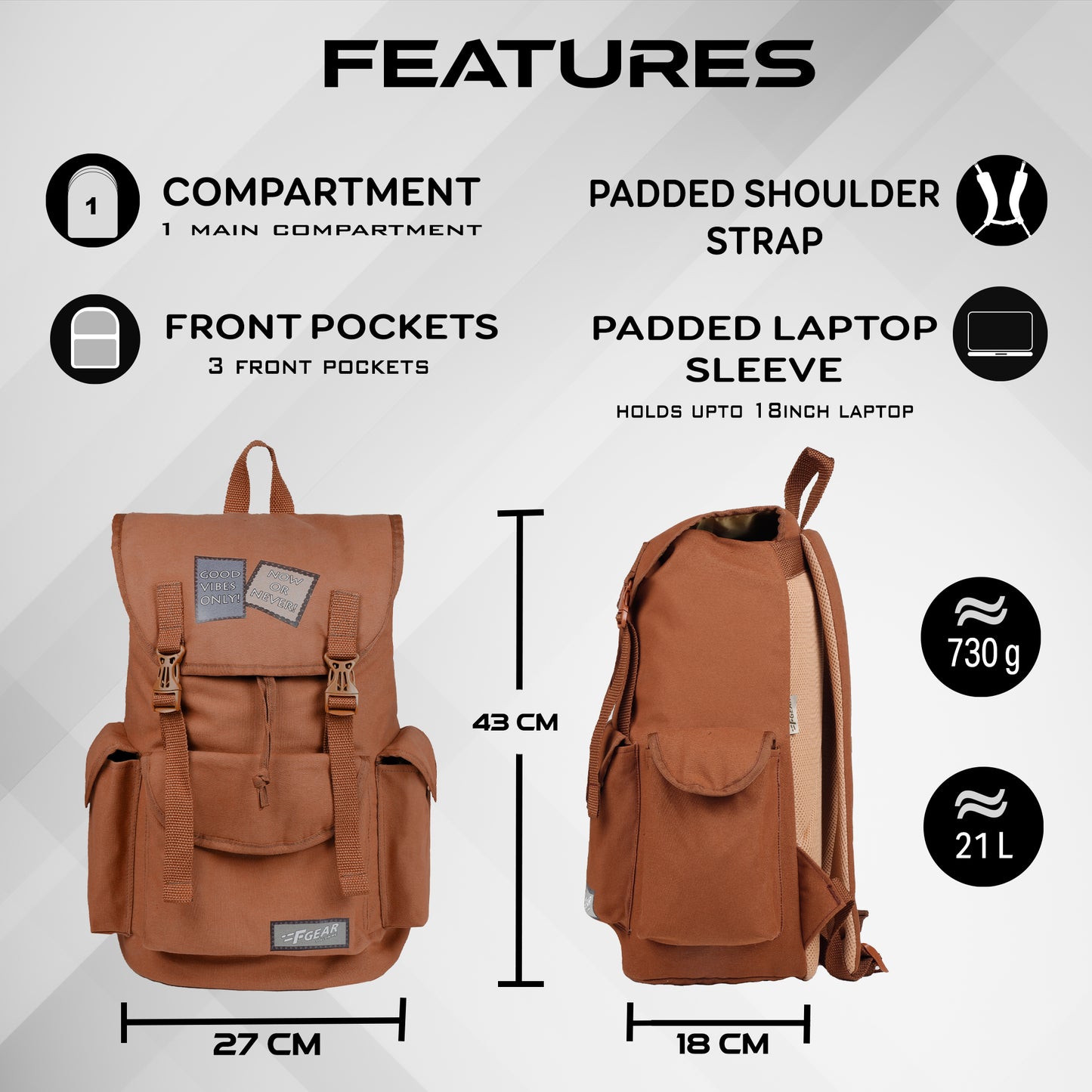 Webster 21L Chestnut Canvas 21L Backpack