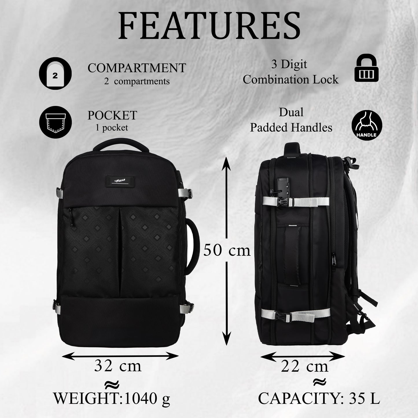 Ambient  35L  Black Laptop backpack