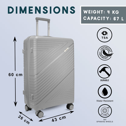 PPS33 26" Light Grey Check-in Medium Suitcase