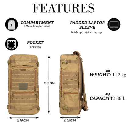 Military Garrison 36L Khaki Rucksack