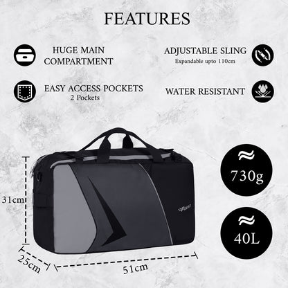 Marco 40 L Gry Black Duffle Bag