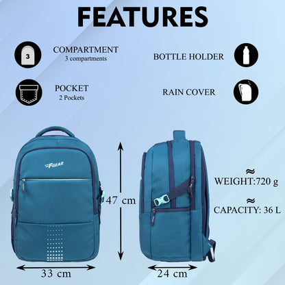 Ember 36L Aqua Blue Backpack with Rain cover