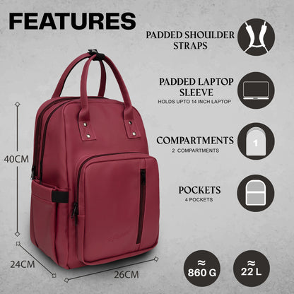 Senna 22L Maroon  Laptop Backpack