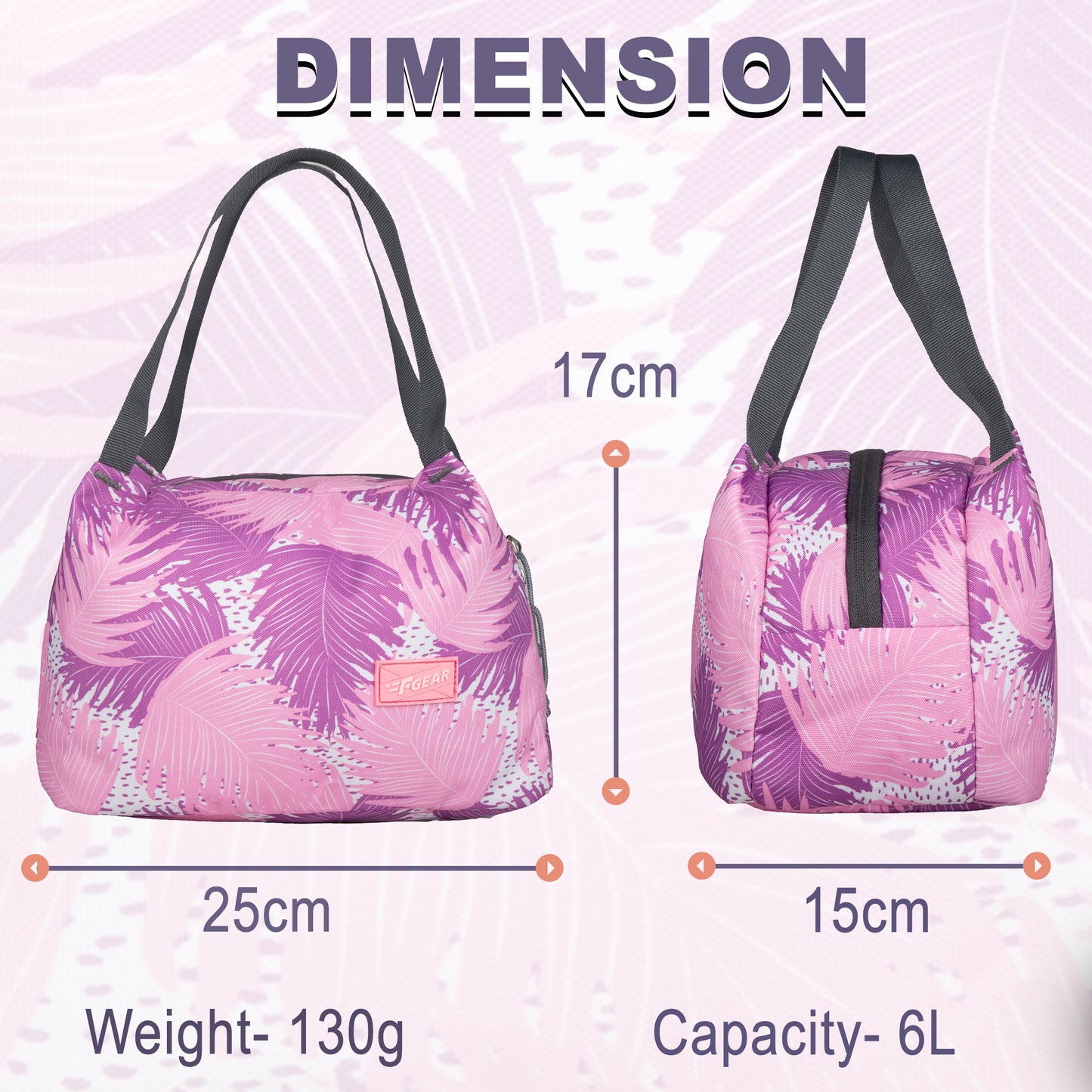 Tidbit 6L Ferns Purple Pink Lunch bag