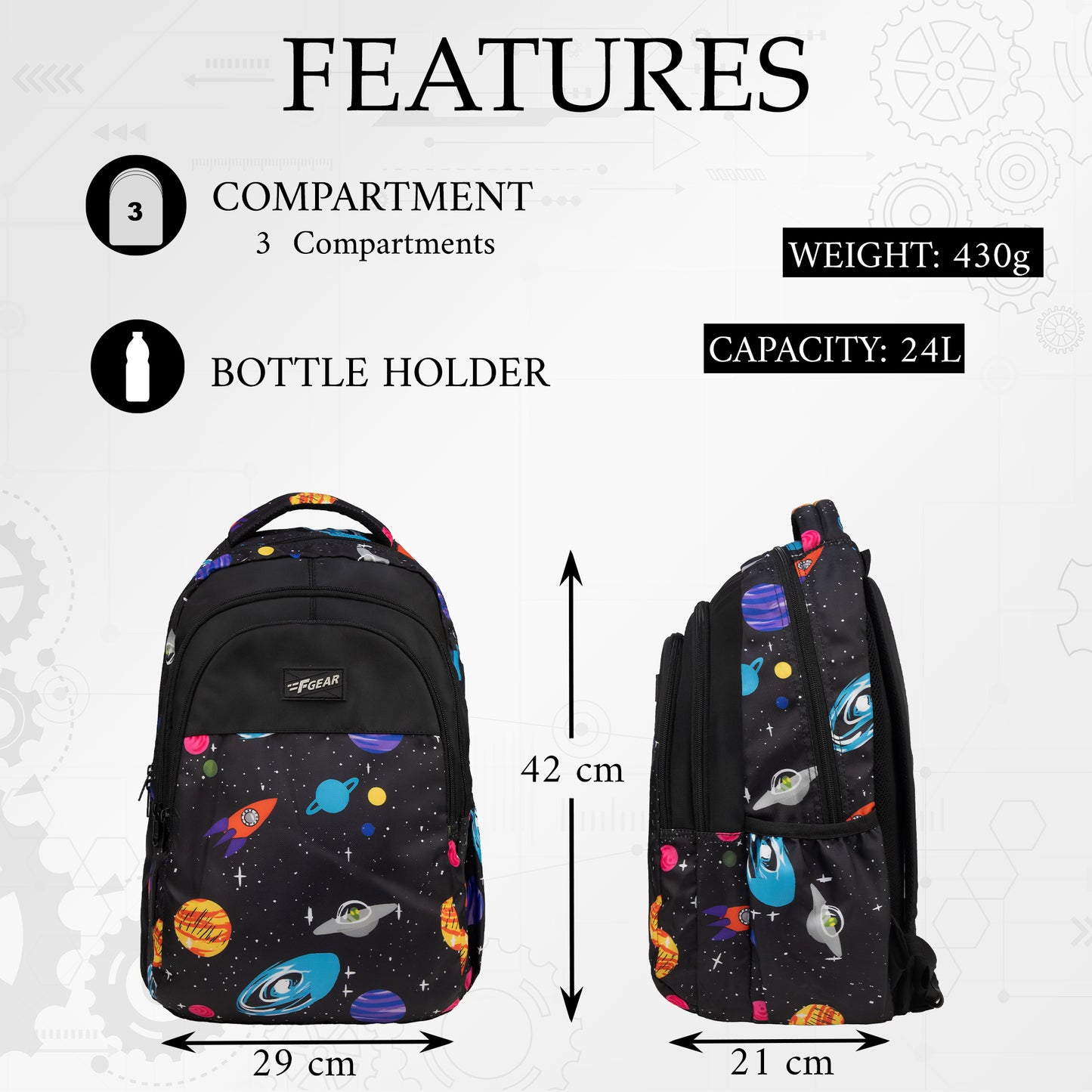 Fable 24L Black Planets Backpack