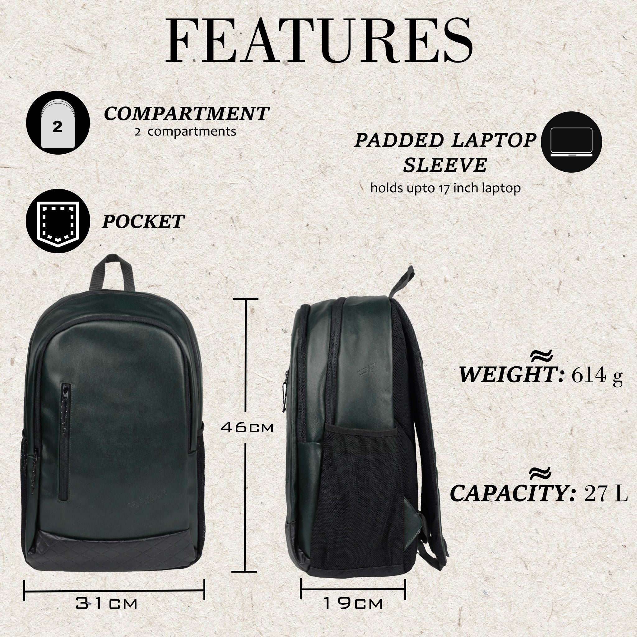 F Gear Bi Frost Executive Light Weight Office Backpacks Best Leatherette Backpacks F Gear.in