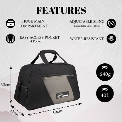 Crossdale 40L Black Duffle Bag