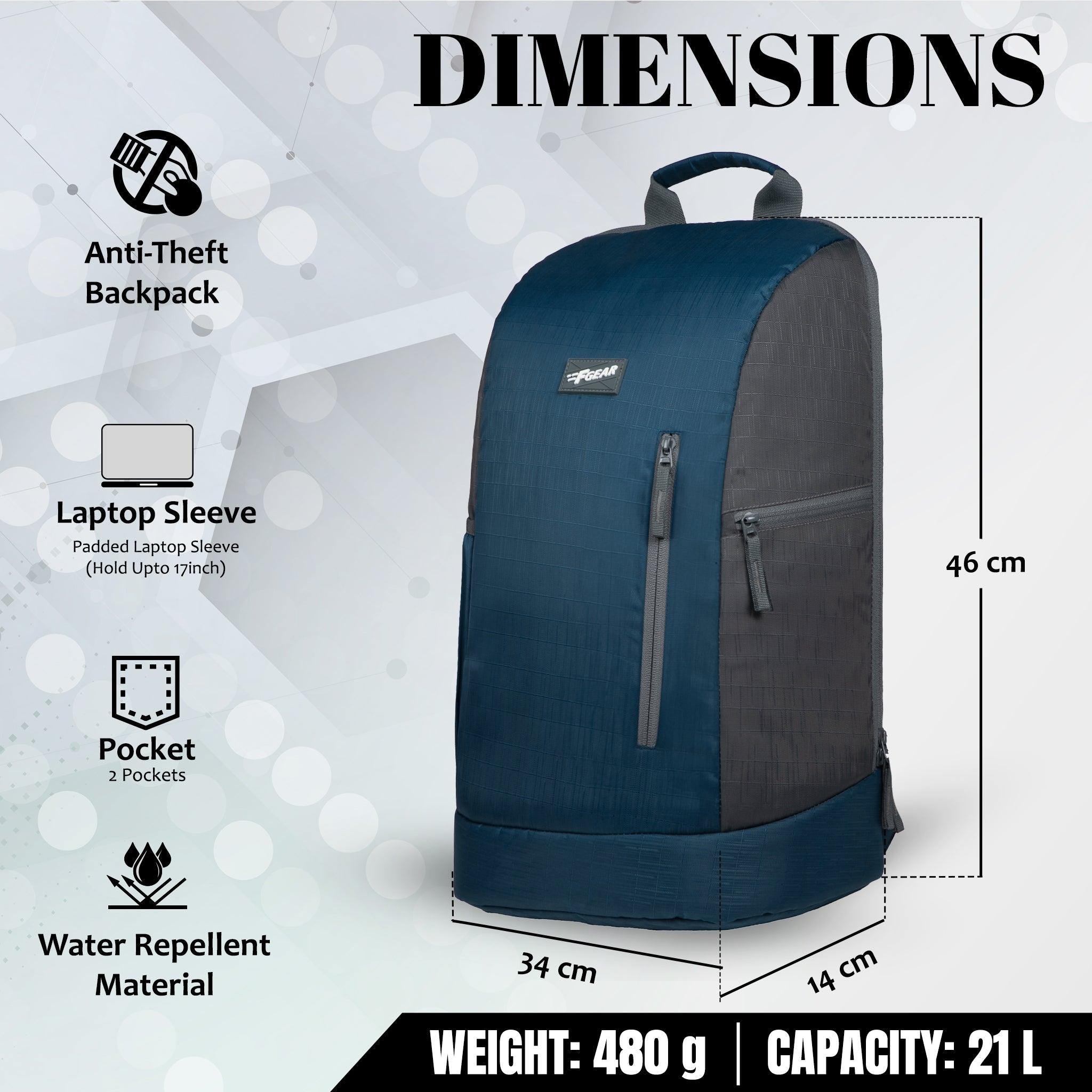 Grey fashion anti theft backpack