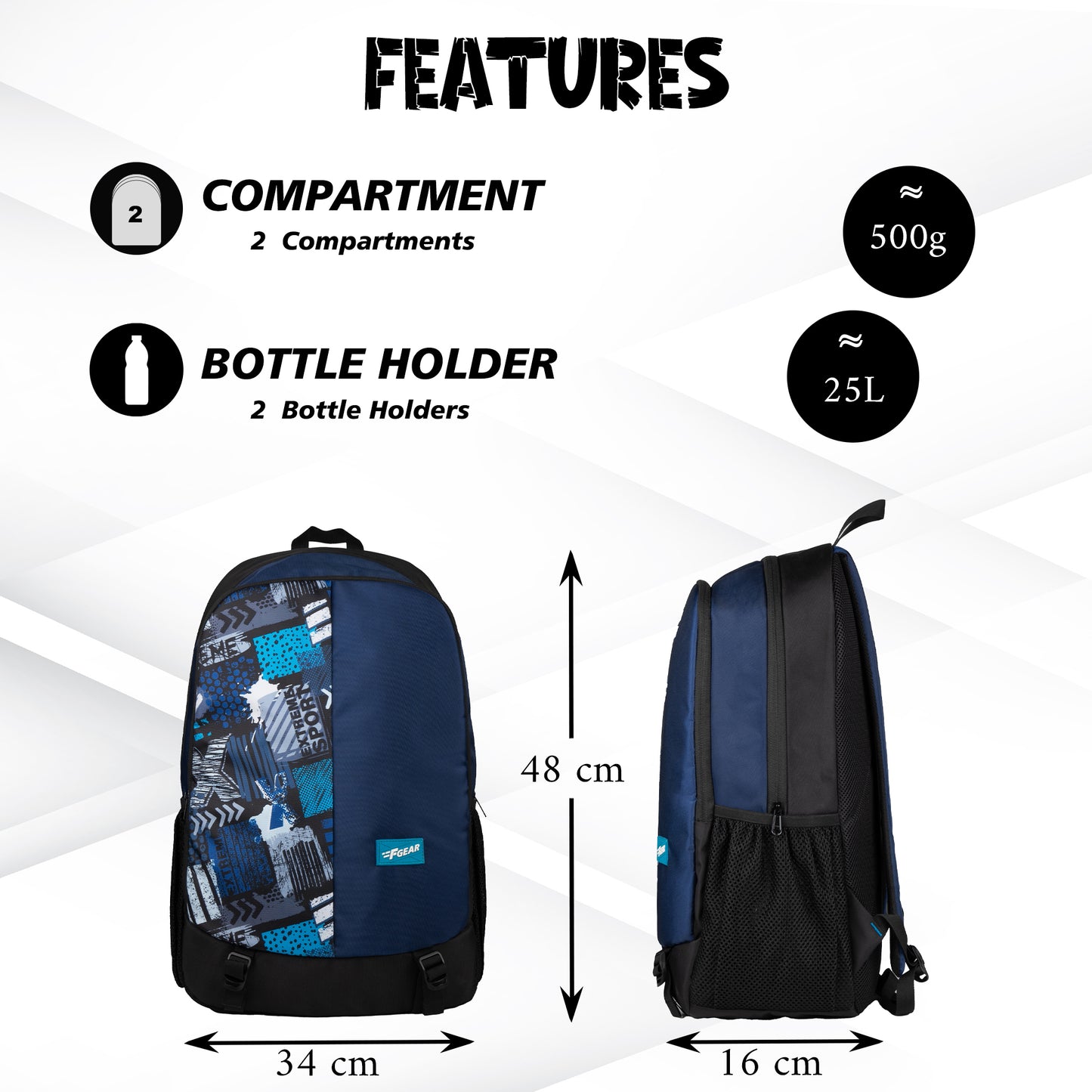 Touville 25L Extreme Black Blue Backpack