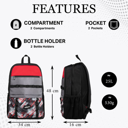 Horizon 25L Abstract Black Red Backpack