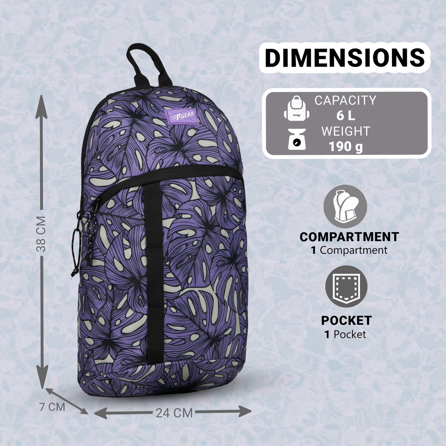 Ritz 6L Palm Lavender Black Backpack