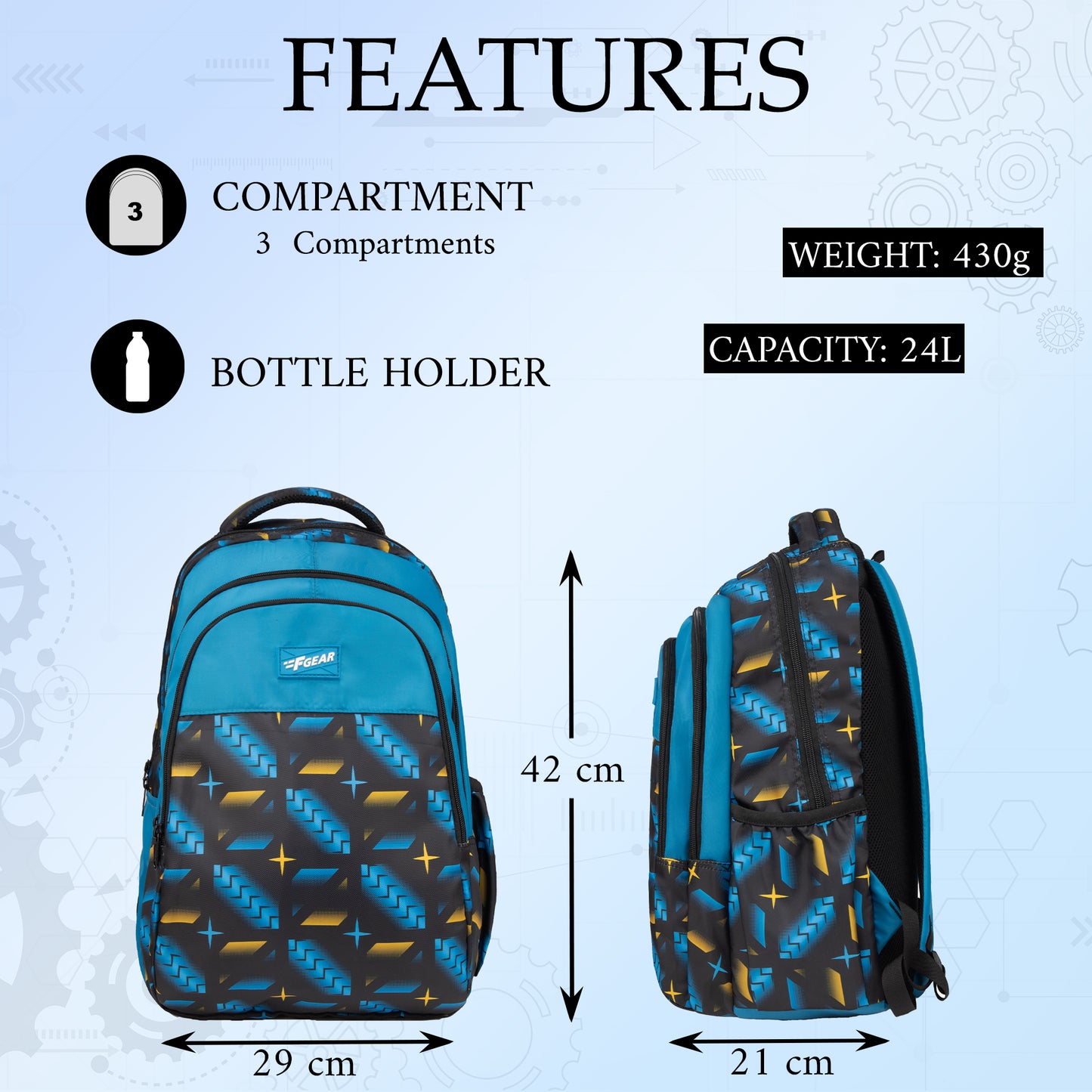 Fable 24L Prussian Blue Black Gradient Backpack