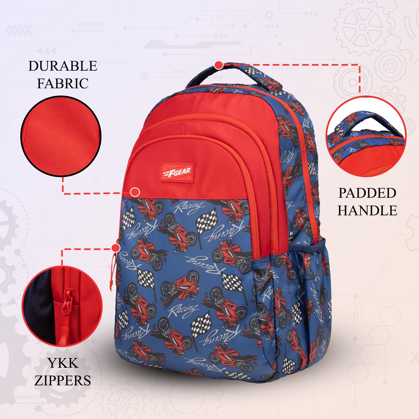 Fable 24L Blue Red Moto Manic Backpack