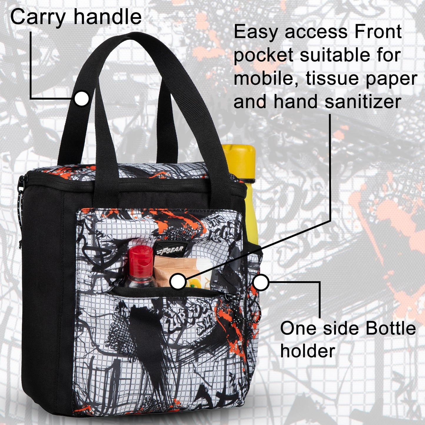 Hoover 7L Graphic Black Orange  Lunch Bag