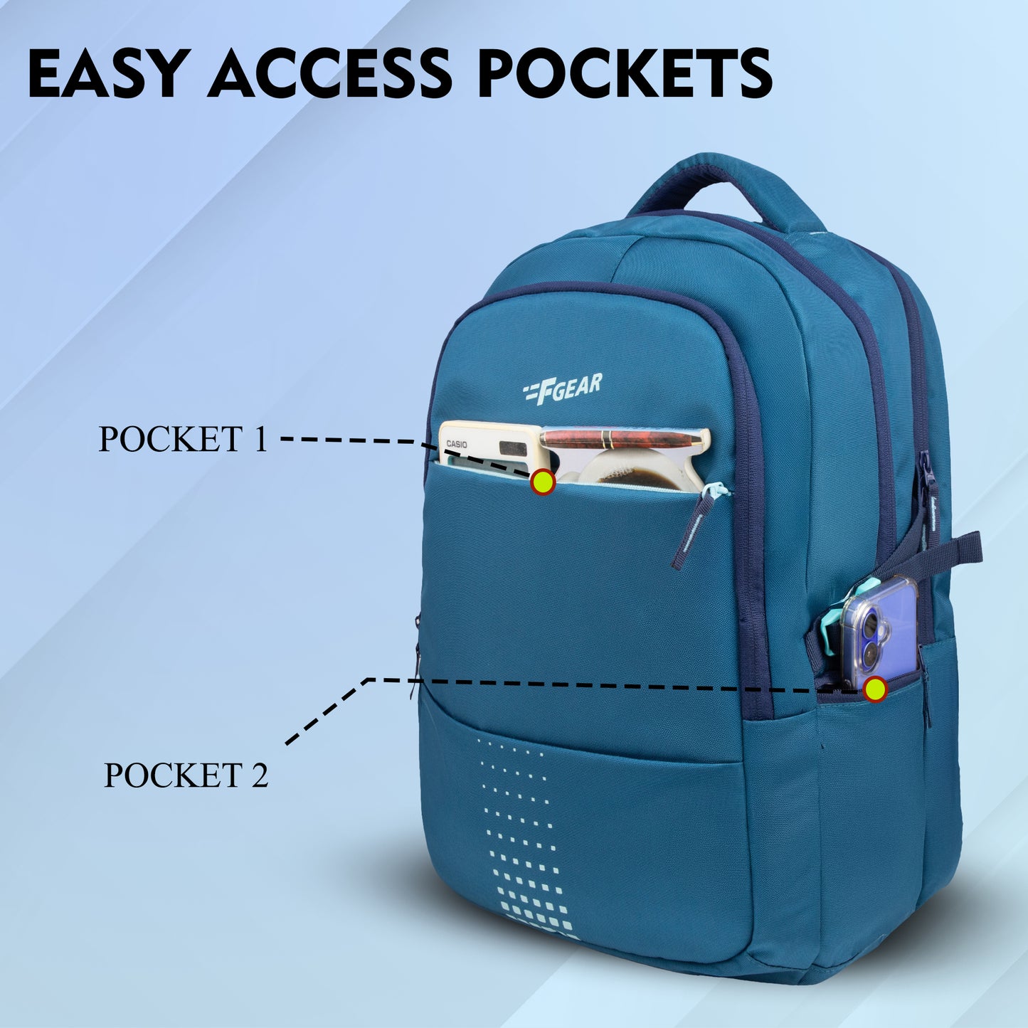 Ember 36L Aqua Blue Backpack with Rain cover