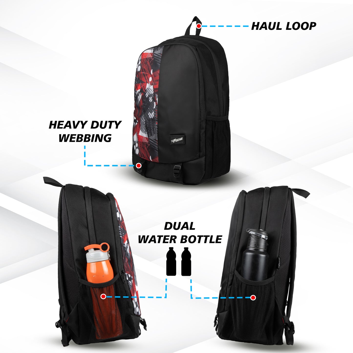 Touville 25L Geometric Black Red Backpack