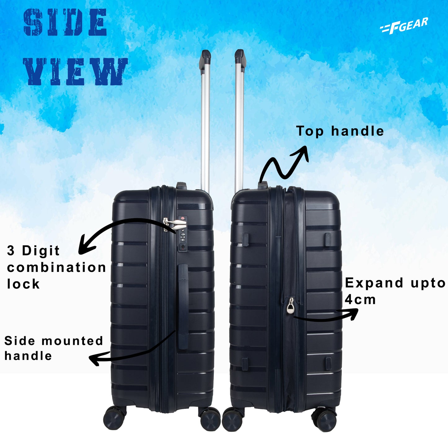 PPS27 24" Navy Blue Expandable Medium Check-in Suitcase