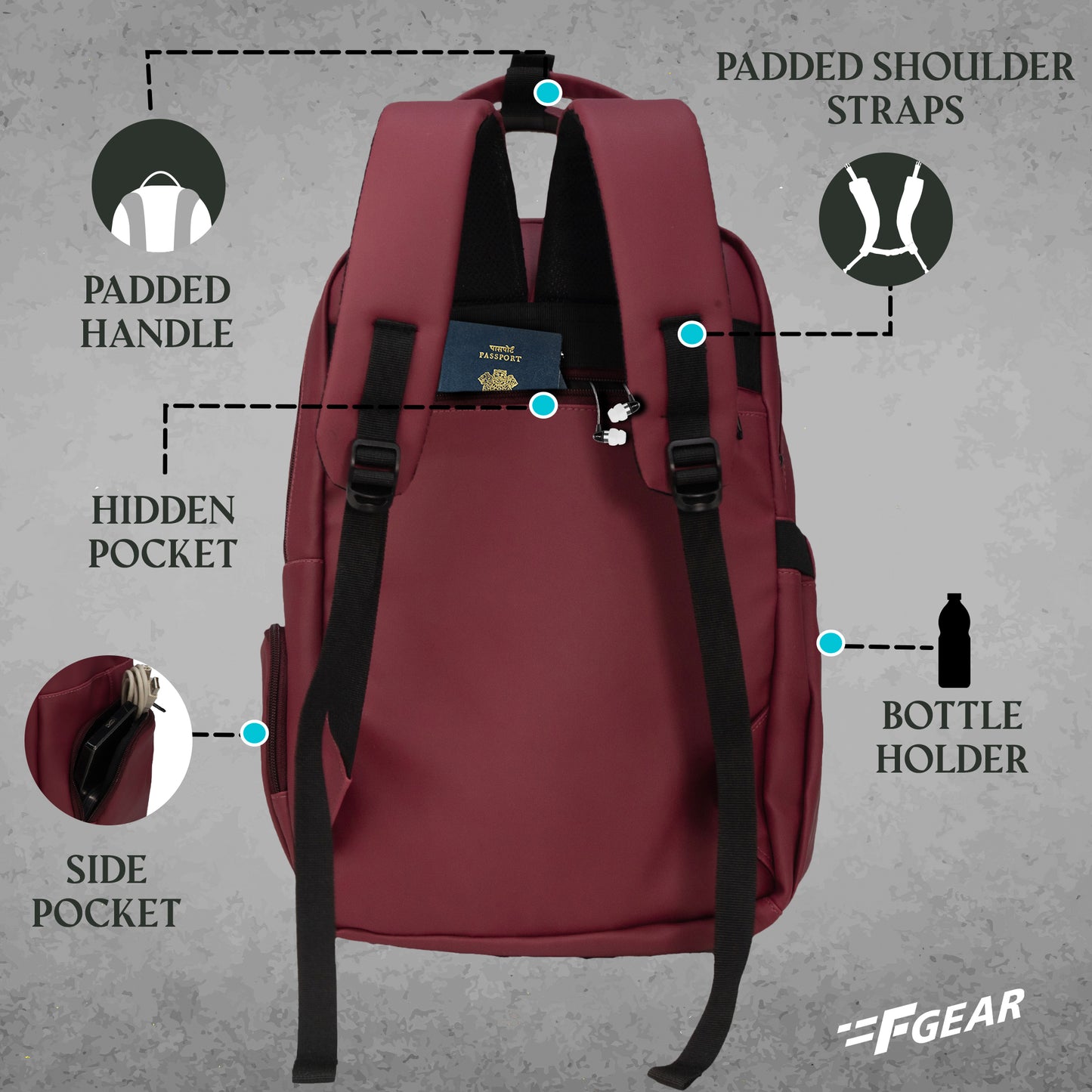 Judy 19L Maroon  Laptop Backpack