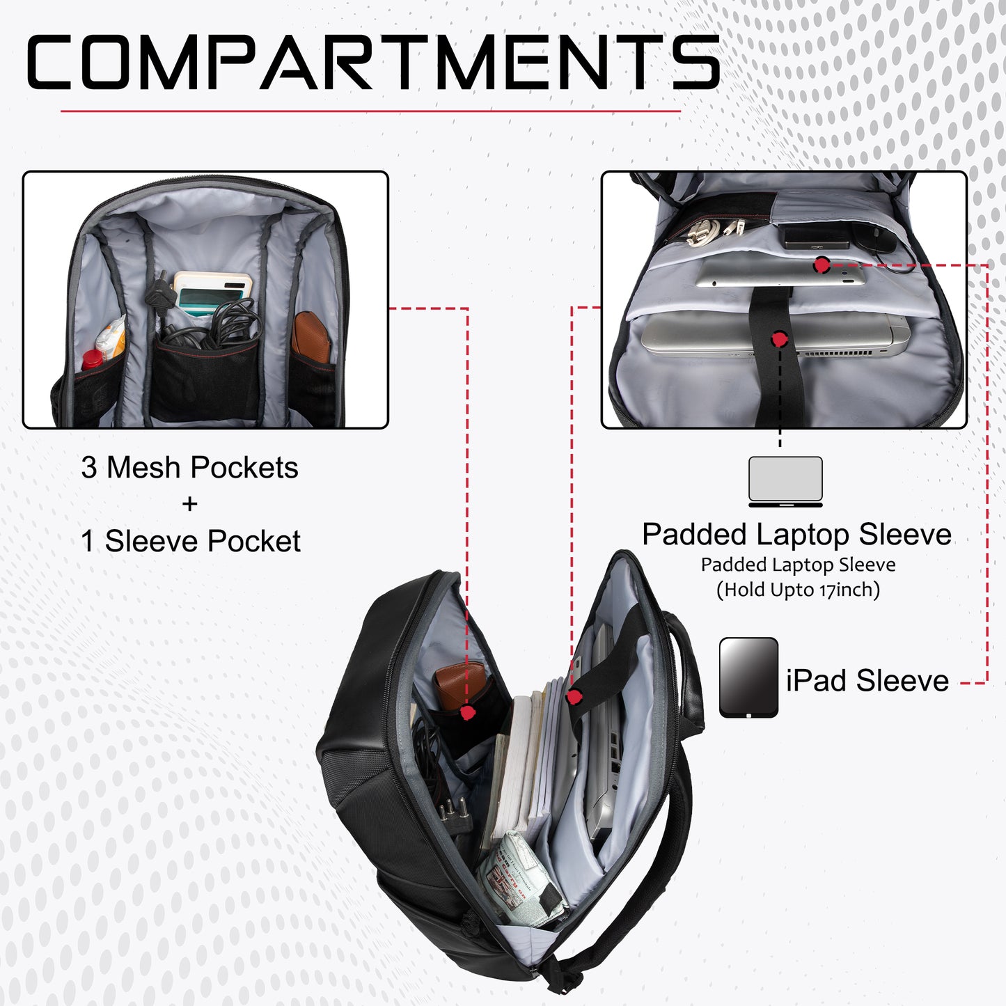 Racer 20L Black Anti theft Laptop Backpack