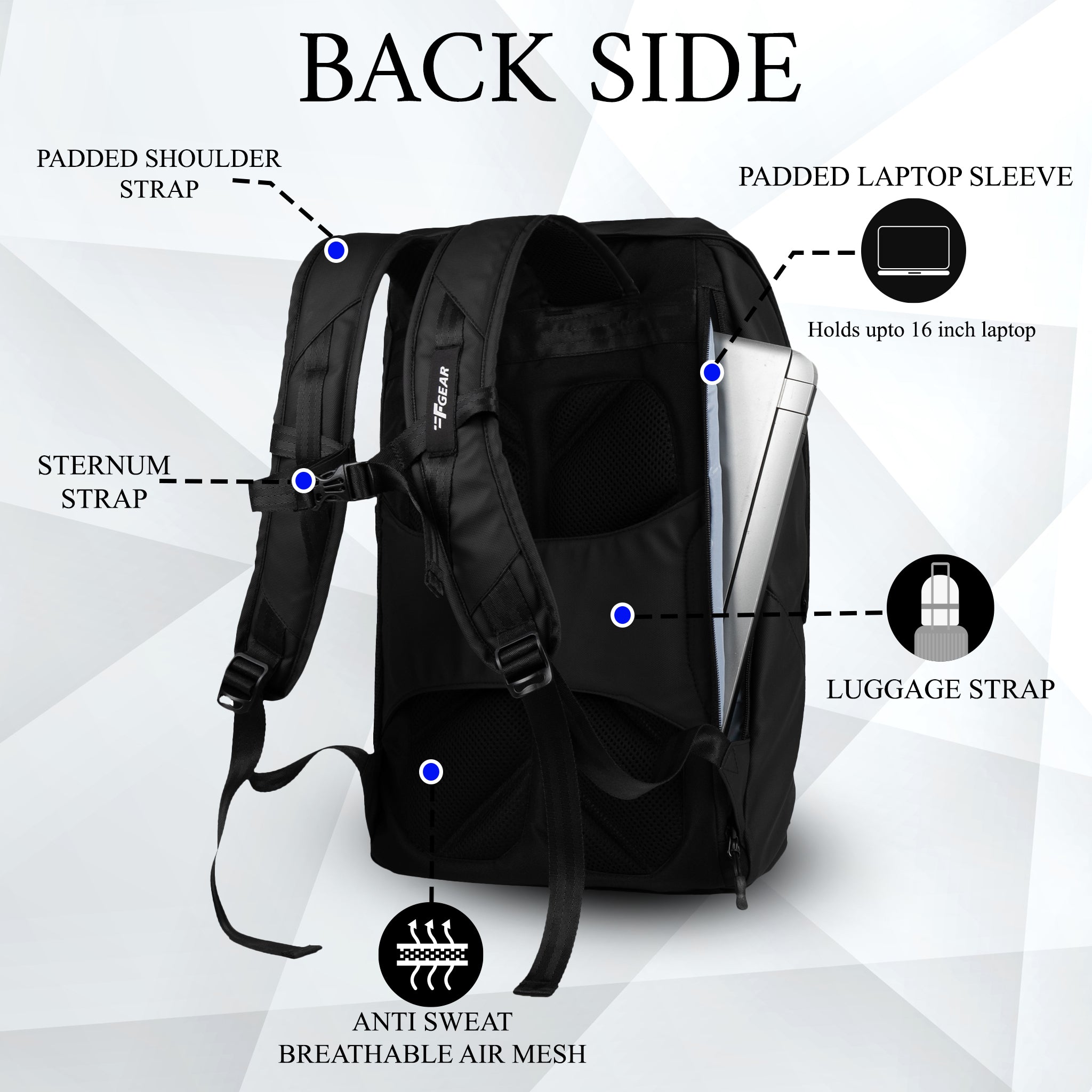 Ray 20L Black Laptop Backpack F Gear.in