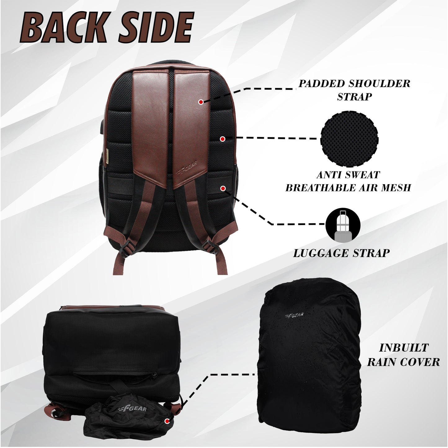 Mantra V2 28L Brown Laptop Backpack with raincover