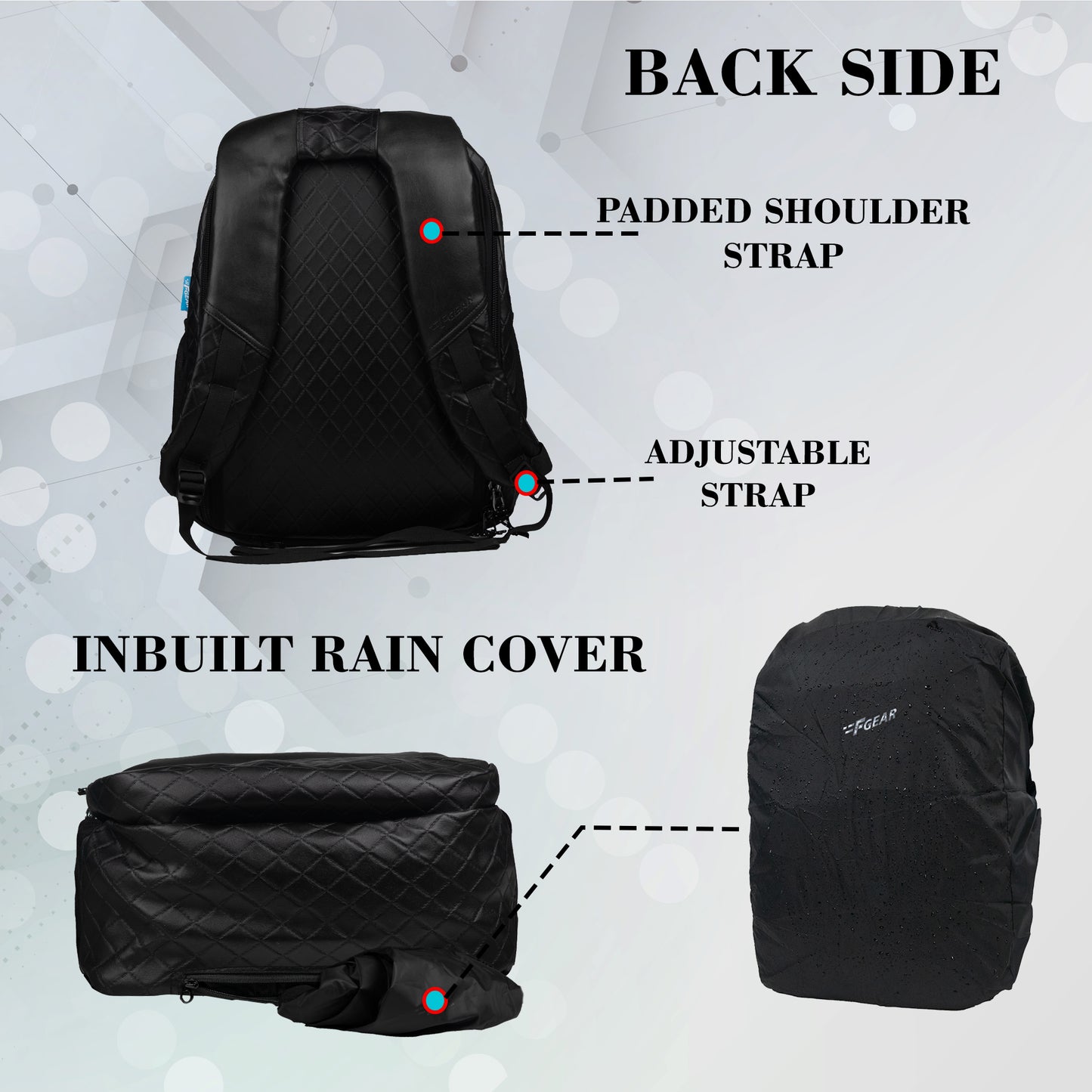 Luxur 25L Black Anti-theft Laptop Backpack with raincover