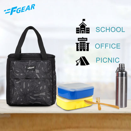 Hoover 7L Palm Dark Grey Black Lunch Bag