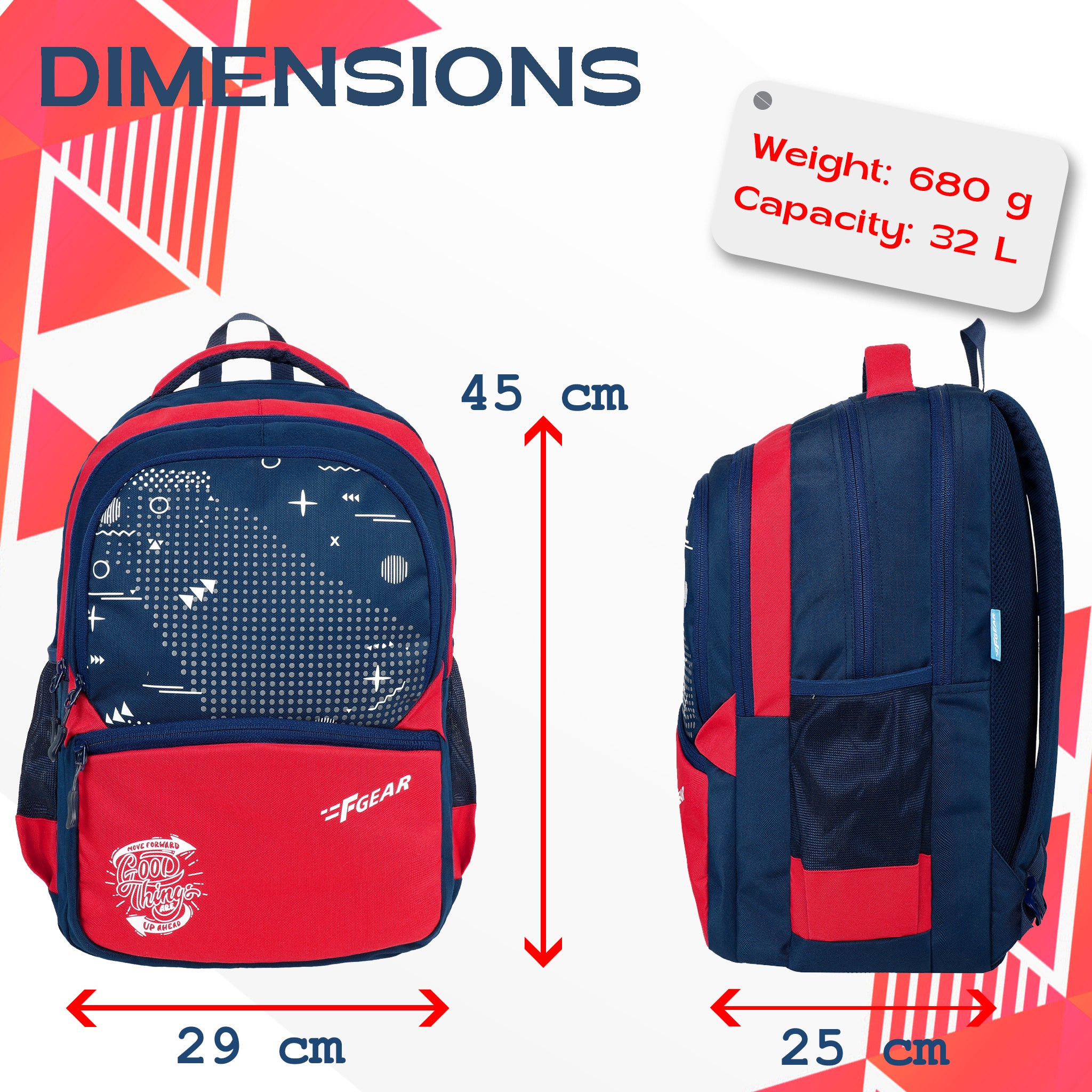 Blue and 2024 red backpack