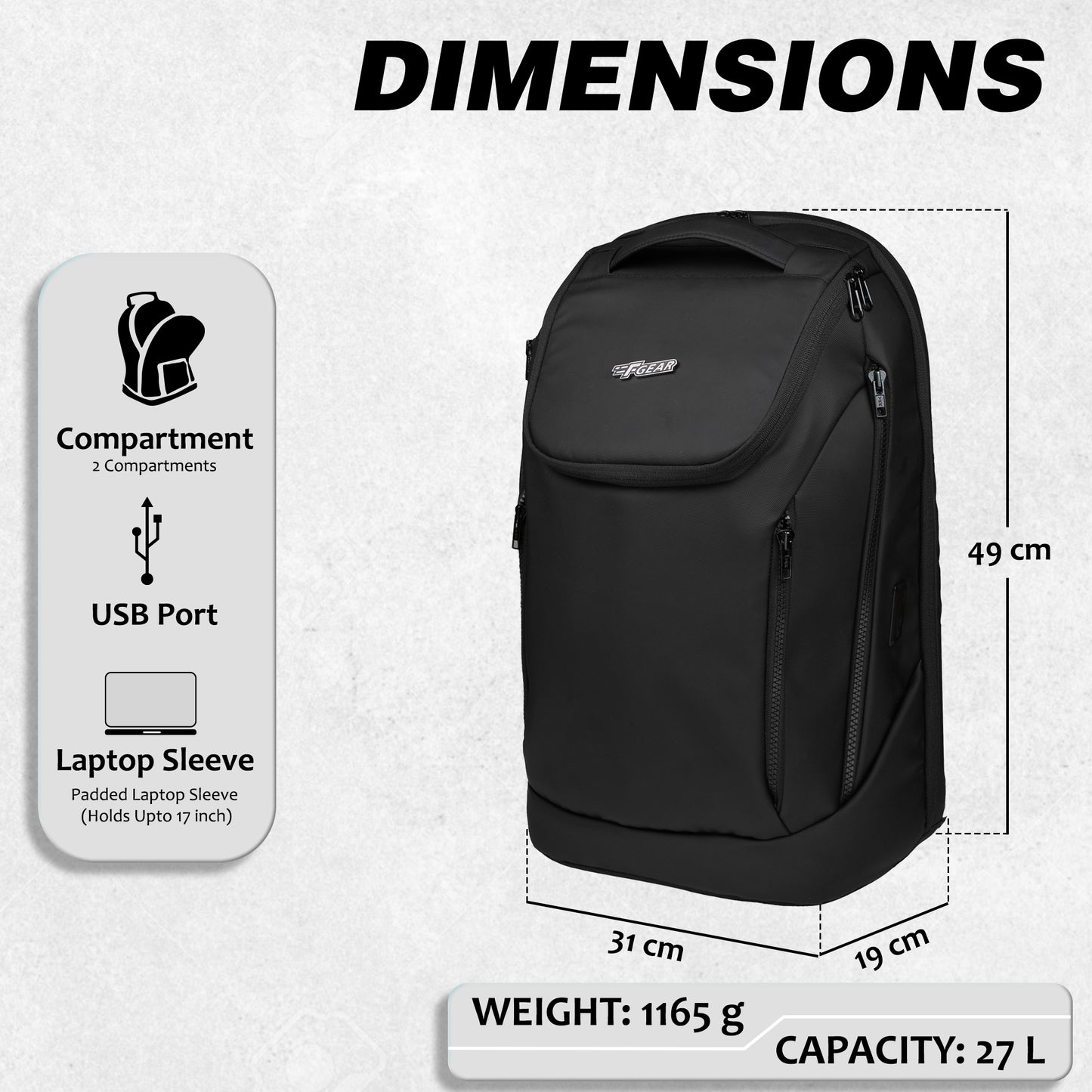 Havelock 27L Laptop Backpack with USB Port