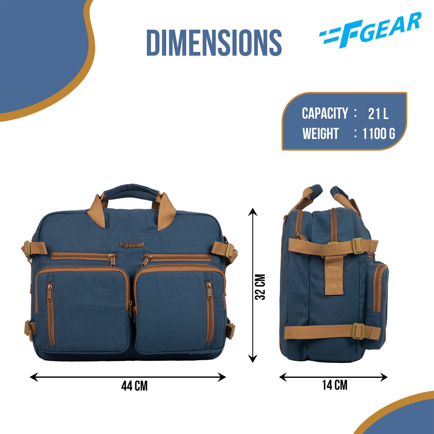 Dyad 21L Navy Canvas 2in1 Messenger Bag cum Backpack