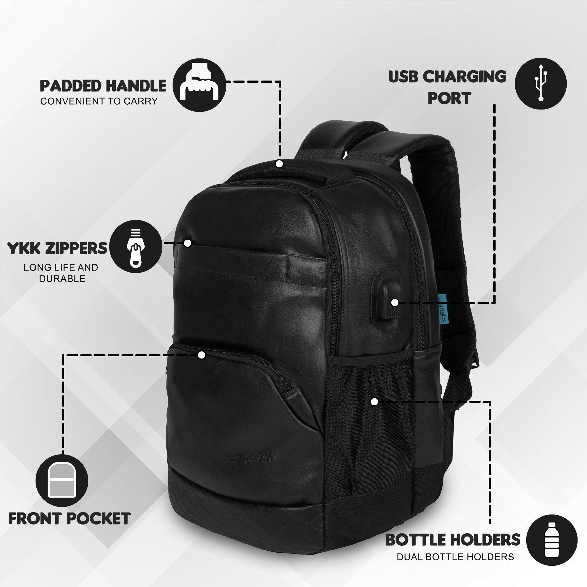 F gear luxur black 25 liter laptop backpack hotsell