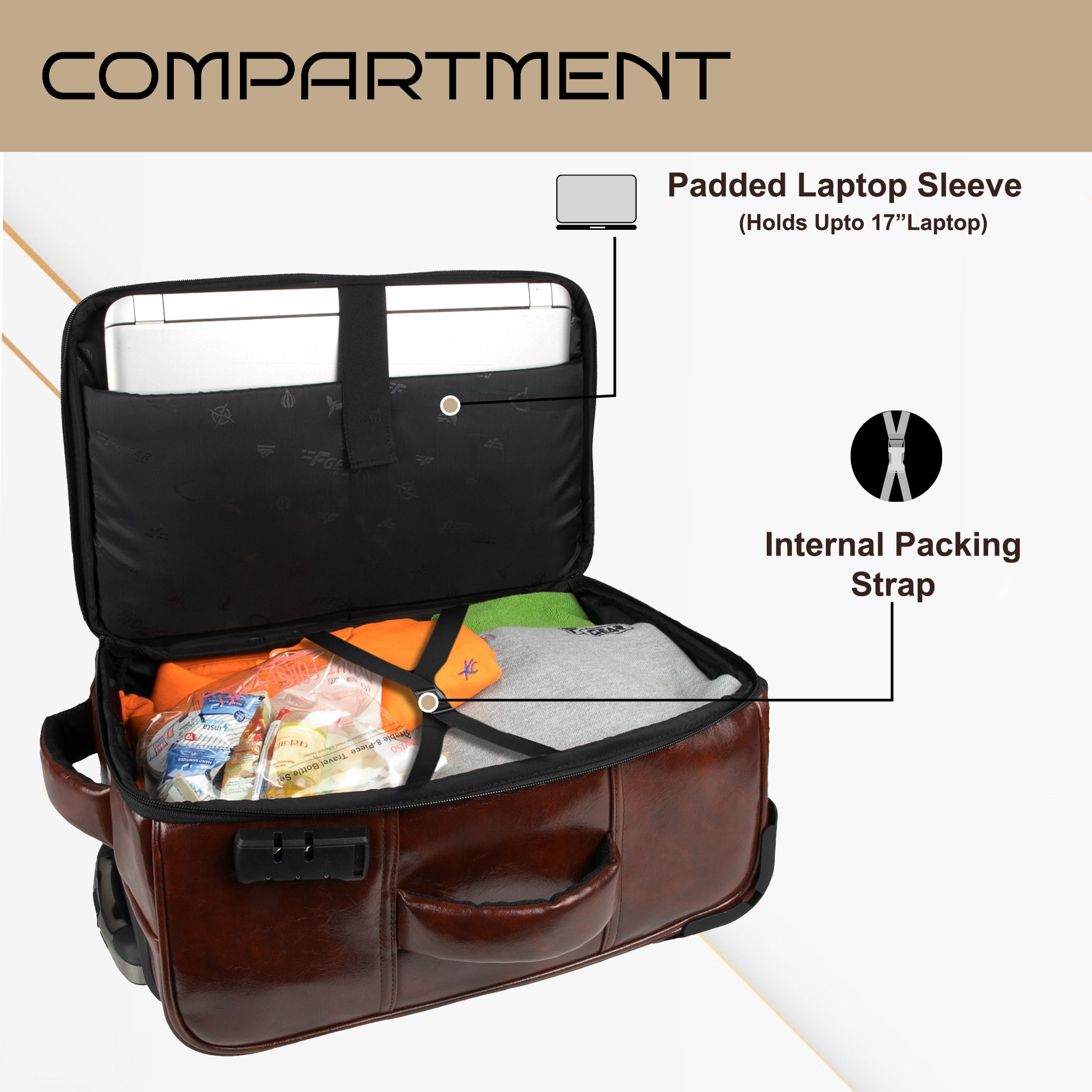 Leather laptop trolley bag best sale