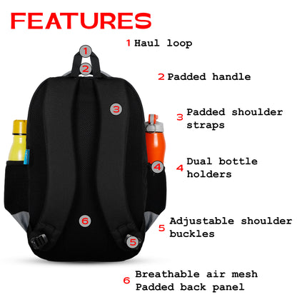 Battleship 32L Black Grey Backpack