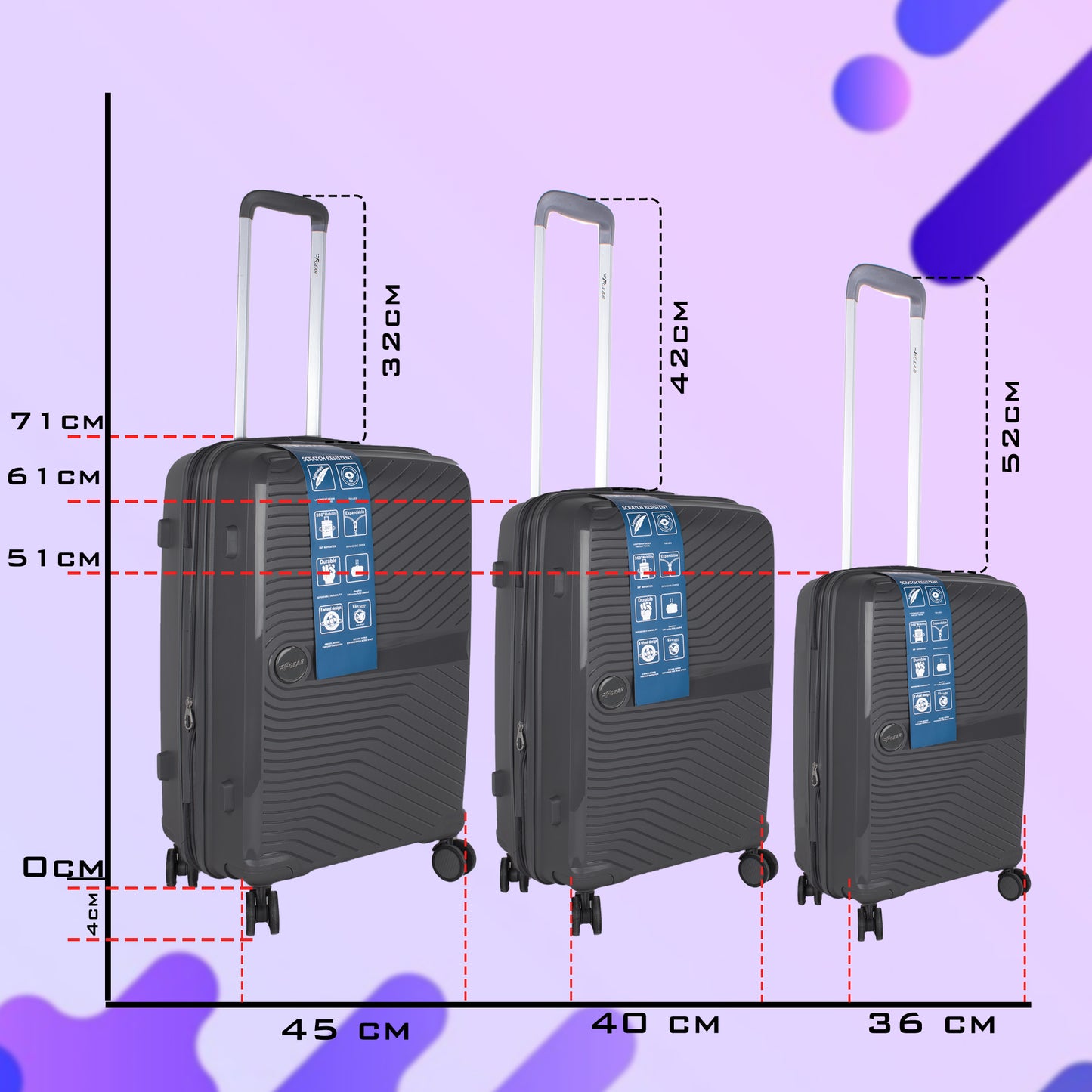 STV PP02 24" Dark Grey Expandable Medium Check-in Suitcase