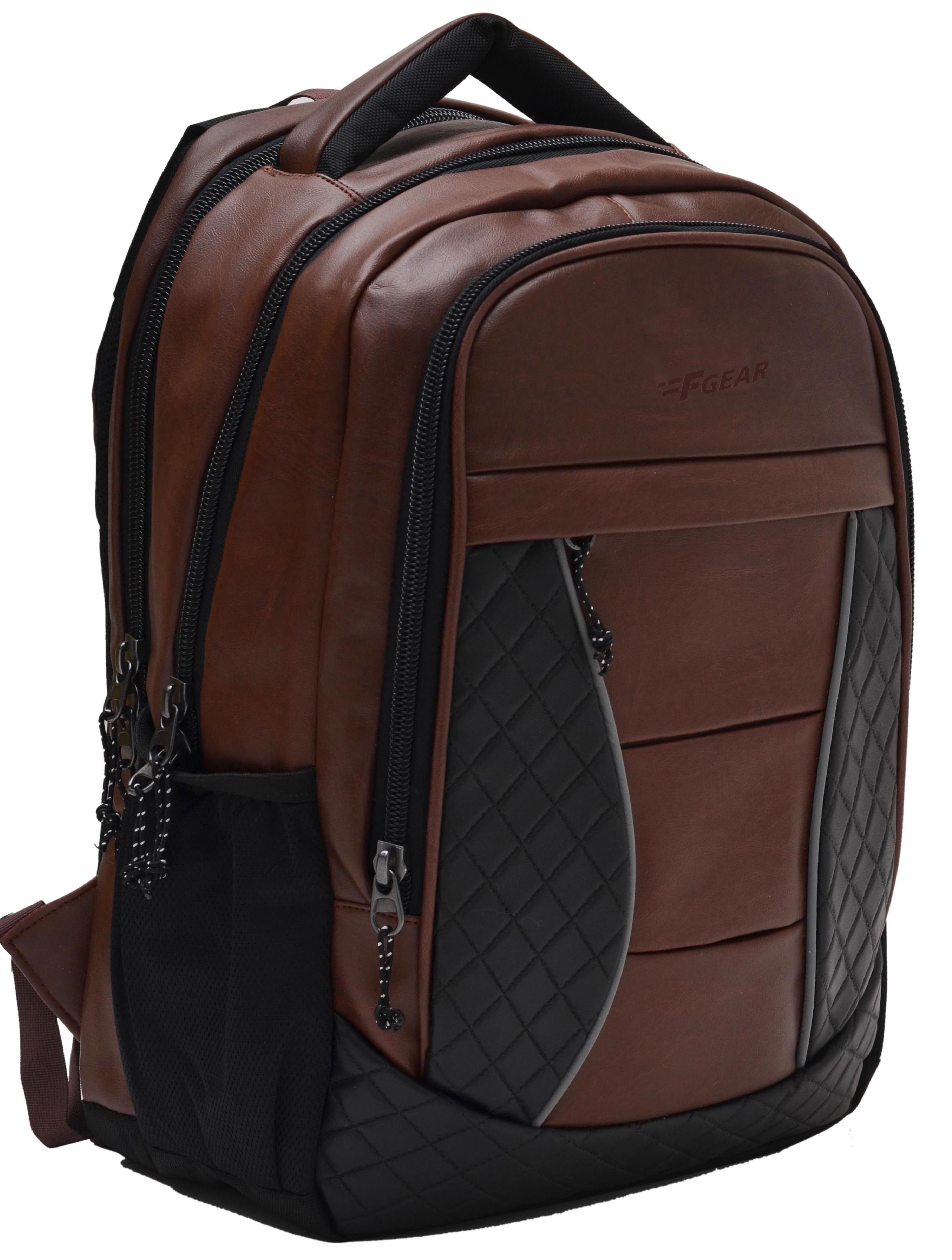 Buy F Gear Carlton V2 Leather 27 Liters Laptop Backpack Sch Bag(Black)  Online at Lowest Price Ever in India | Check Reviews & Ratings - Shop The  World