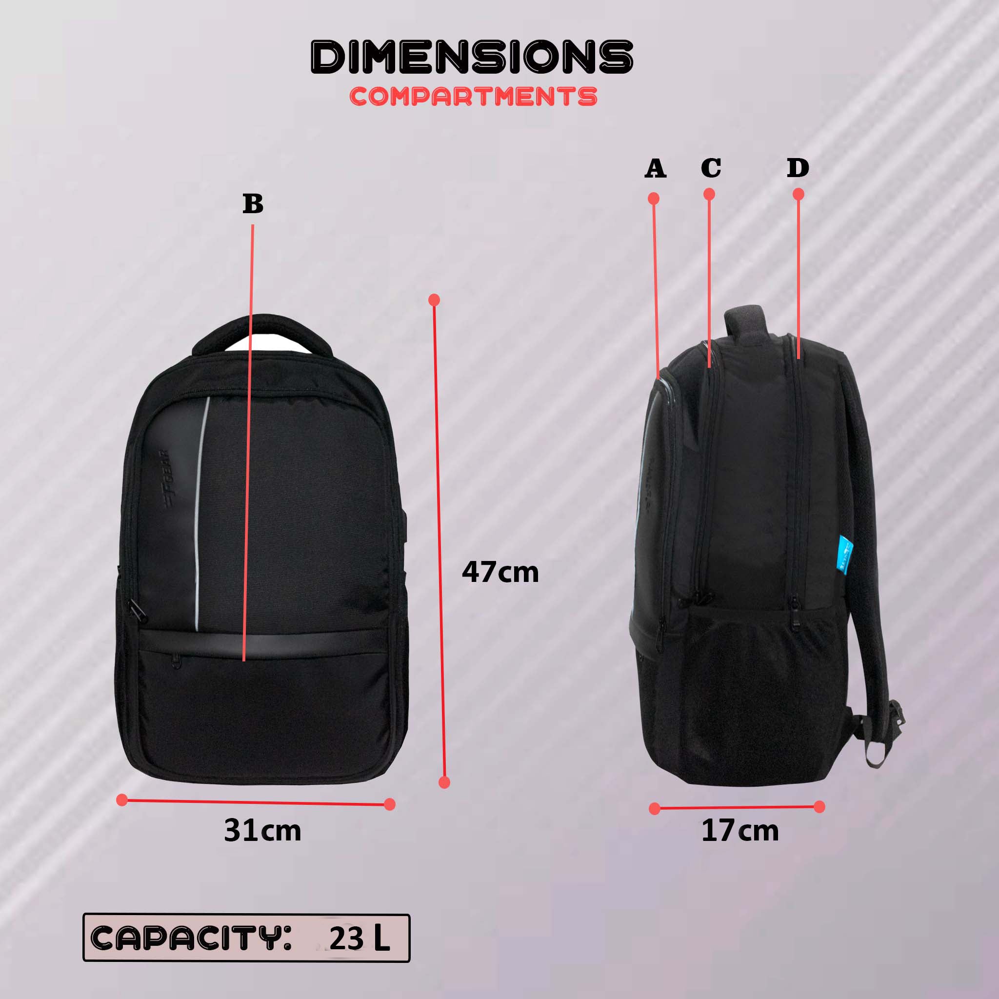 How big is outlet a 23 liter backpack