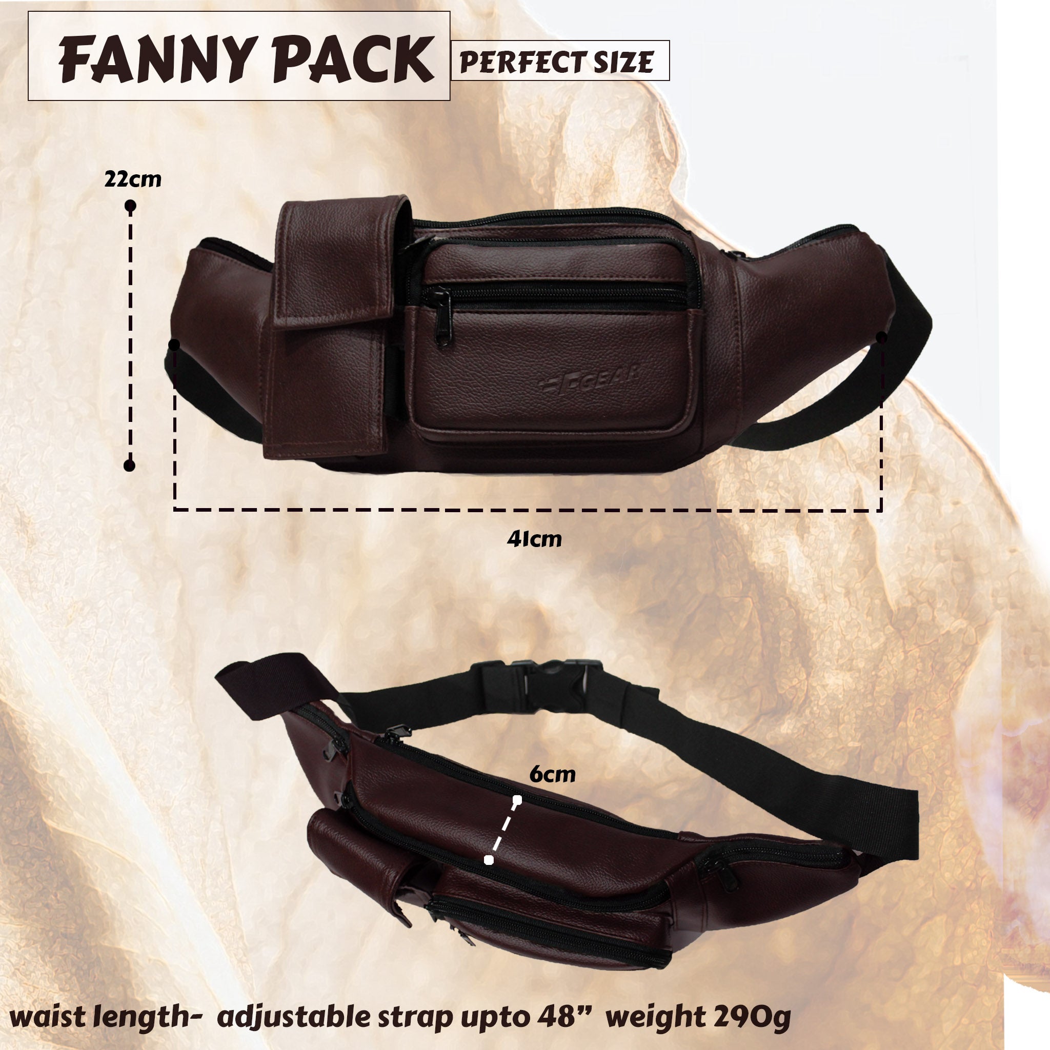 Buy Leather Waist Bag for Men and Women | Fanny Pack Travel Handy Hiking  Zip Pouch Money Belt with Adjustable Strap for Men and Women(Black Length  75cm) (Brown) Online at Best Prices in India - JioMart.