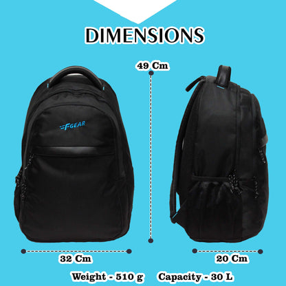 Bluechip 30L Black Laptop Backpack With Rain Cover