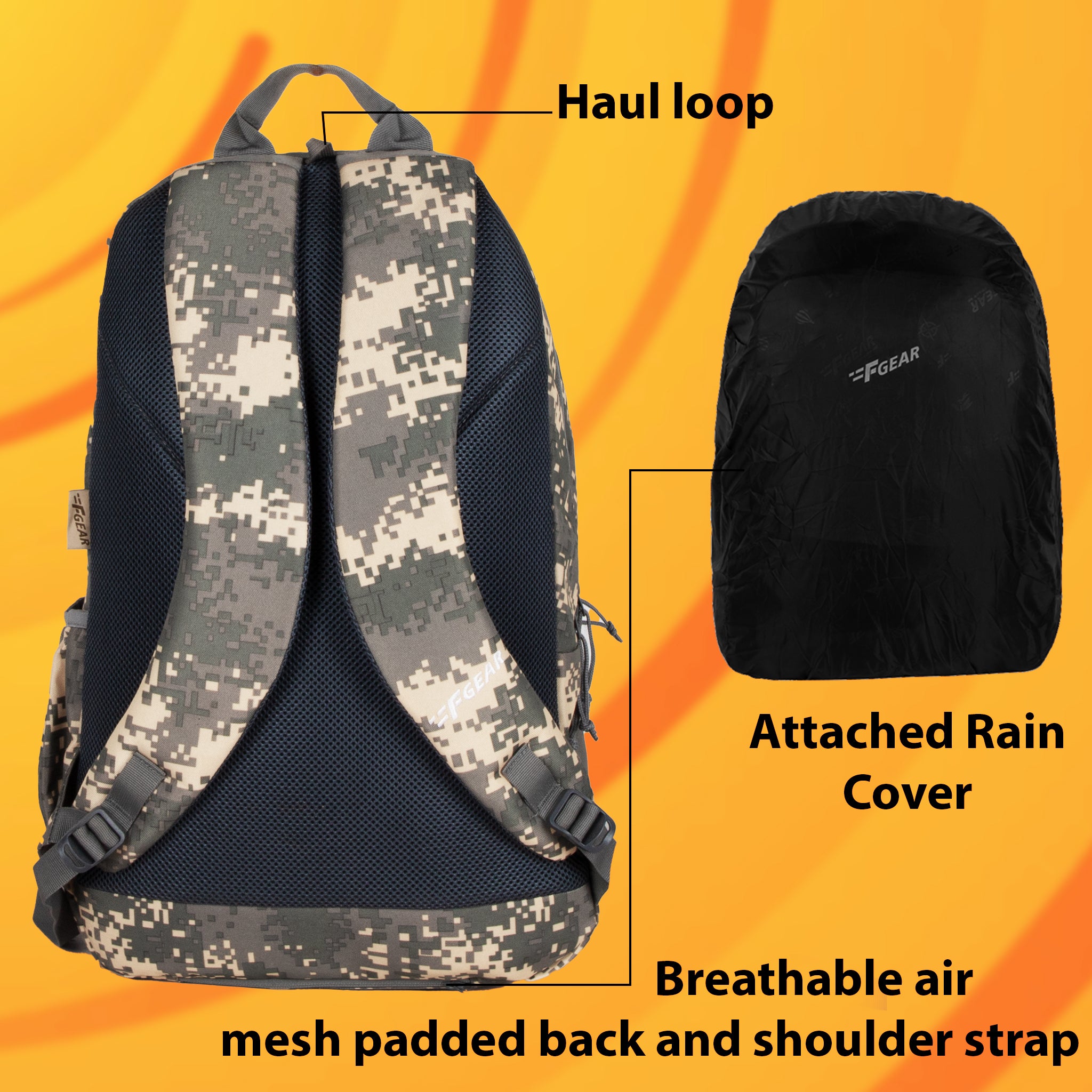 Fashion camo backpack rain cover