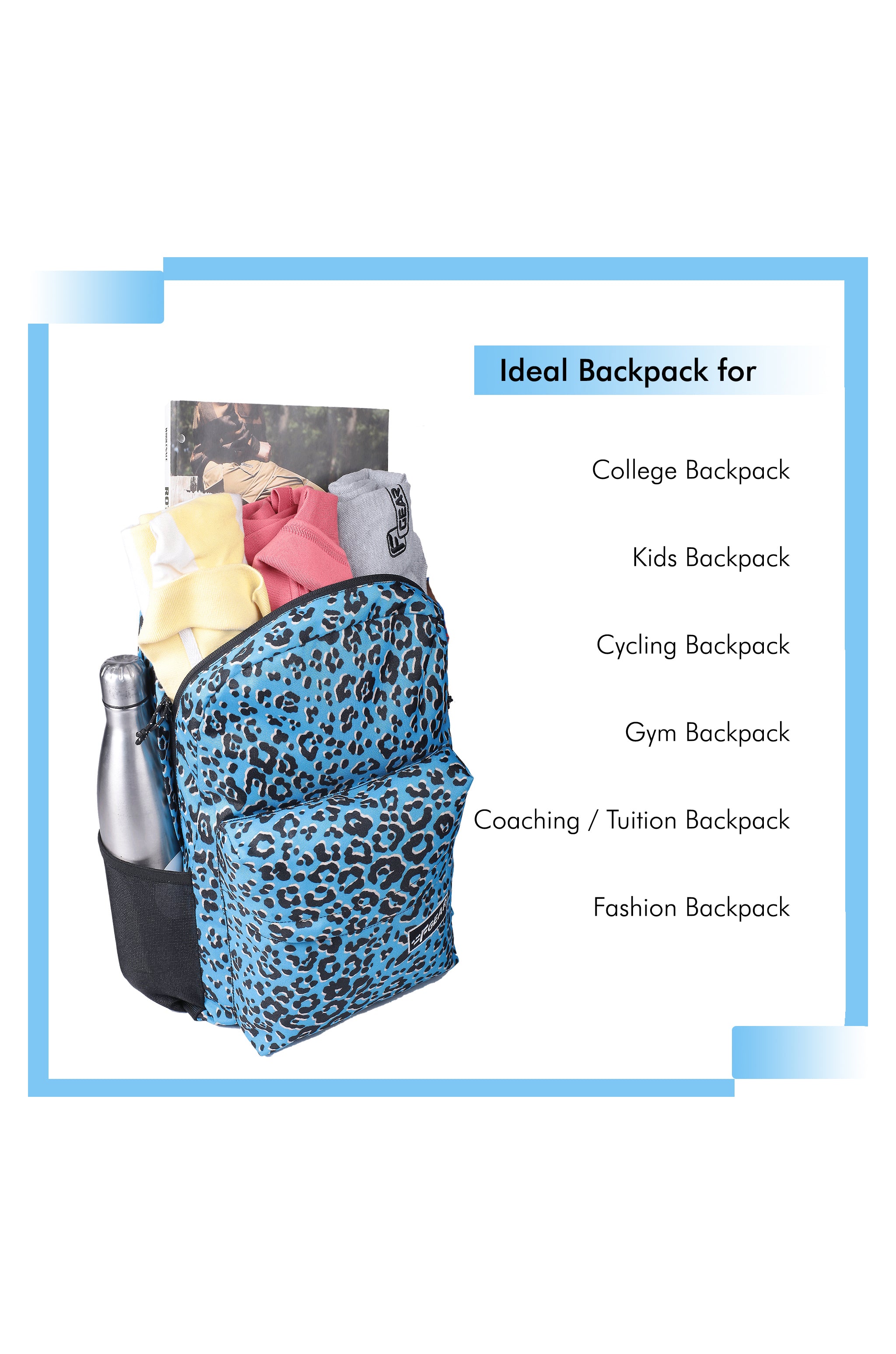 Emprise 23L Animal Print Blue Backpack F Gear.in